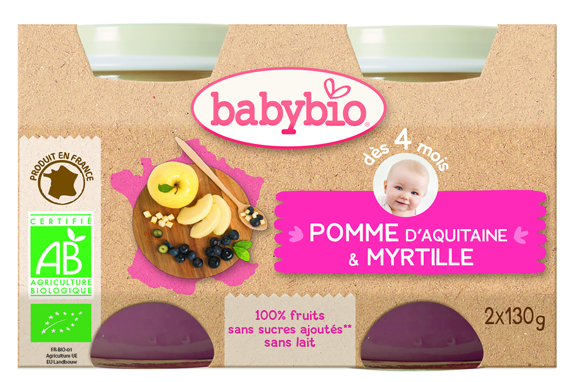 Babybio Compote Pomme Myrtille B'BIO