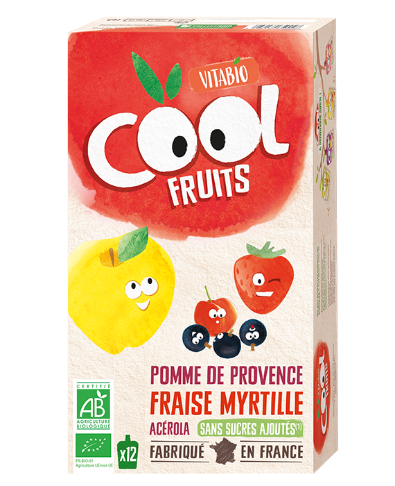 Cool Fruits – 12 Gourde Pomme de Provence Fraise Myrtille – B'BIO